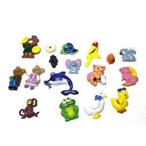 17 Vintage Animal Giftco Plastic Fridge Magnets Pig Frog Turtle Monkey Mouse